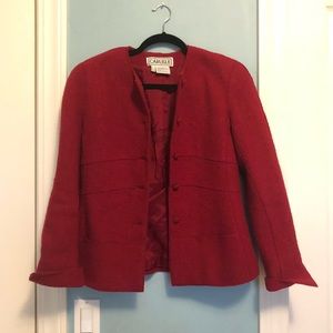 Vintage Red Wool Button Coat